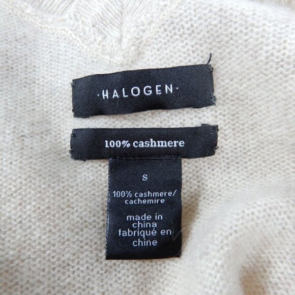 Halogen V-Neck SWEATER Size S 100% Lightweight Cashmere Beige NEW - Picture 4 of 7